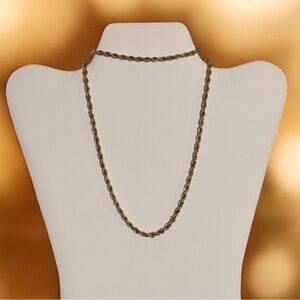 Gold Tone Steel Rope Chain Necklace & Bracelet Set ✨ 0025